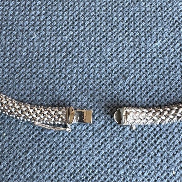 Vintage BMC Sterling Silver Woven Chain Necklace - Picture 5 of 8